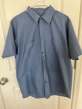 Ted Kap Industrial Men's Short-Sleeve Work Shirt in Slate Blue. Size Lrg.